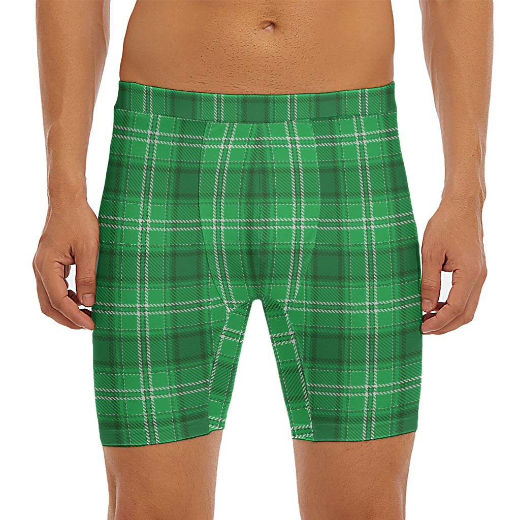 Saint Patrick's Day Tartan Print Men's Long Boxer Briefs