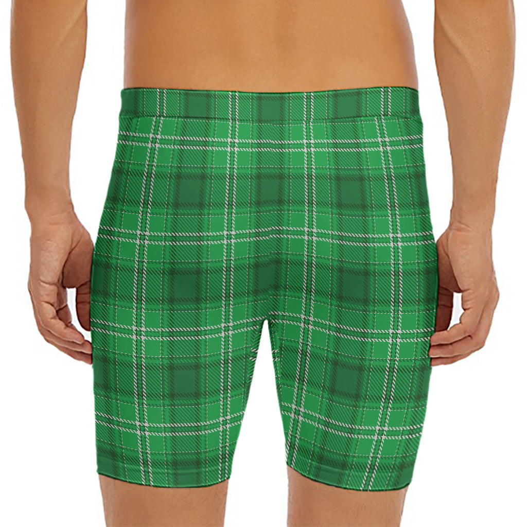 Saint Patrick's Day Tartan Print Men's Long Boxer Briefs