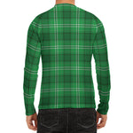 Saint Patrick's Day Tartan Print Men's Long Sleeve Rash Guard