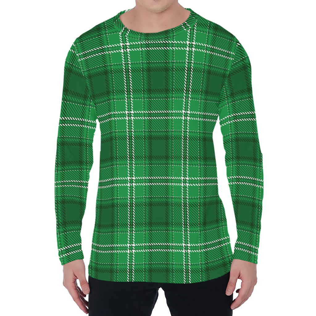 Saint Patrick's Day Tartan Print Men's Long Sleeve T-Shirt