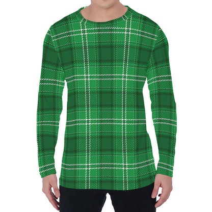 Saint Patrick's Day Tartan Print Men's Long Sleeve T-Shirt
