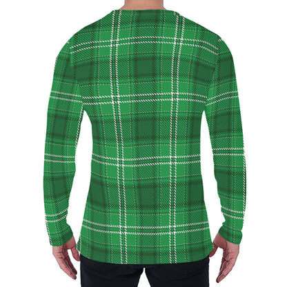 Saint Patrick's Day Tartan Print Men's Long Sleeve T-Shirt