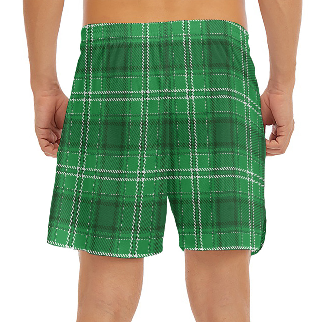 Saint Patrick's Day Tartan Print Men's Split Running Shorts