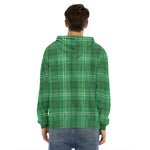 Saint Patrick's Day Tartan Print Men's Velvet Pullover Hoodie