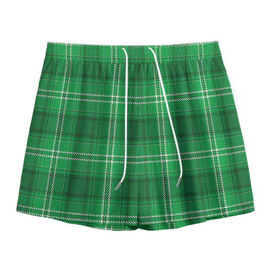 Saint Patrick's Day Tartan Print Mesh Shorts