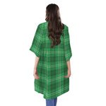 Saint Patrick's Day Tartan Print Open Front Beach Cover Up