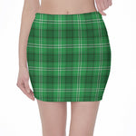 Saint Patrick's Day Tartan Print Pencil Mini Skirt