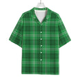 Saint Patrick's Day Tartan Print Rayon Hawaiian Shirt