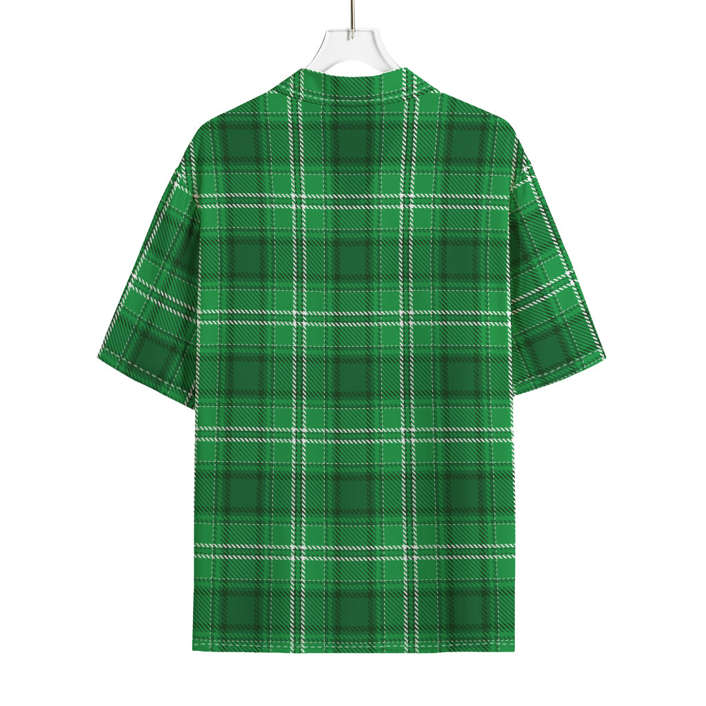 Saint Patrick's Day Tartan Print Rayon Hawaiian Shirt