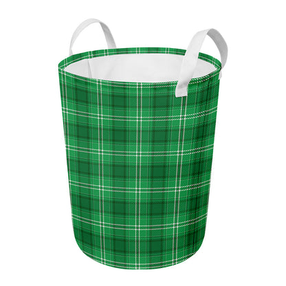 Saint Patrick's Day Tartan Print Round Laundry Basket