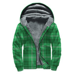 Saint Patrick's Day Tartan Print Sherpa Lined Zip Up Hoodie