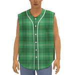 Saint Patrick's Day Tartan Print Sleeveless Baseball Jersey