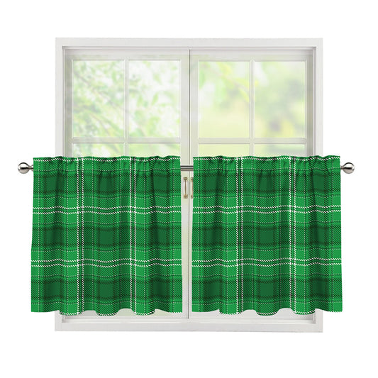 Saint Patrick's Day Tartan Print Tier Curtains