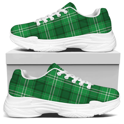 Saint Patrick's Day Tartan Print White Chunky Shoes