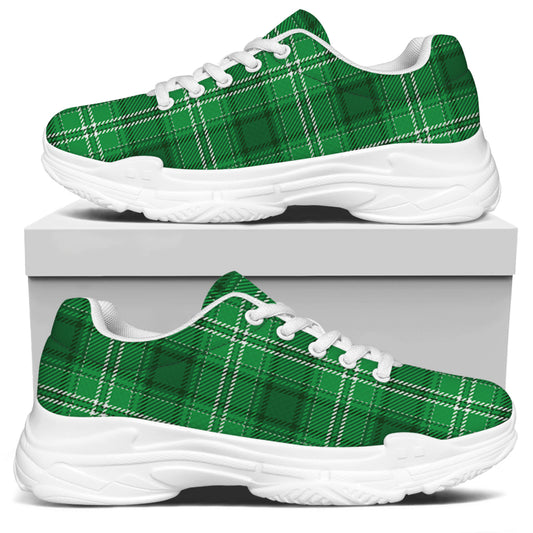 Saint Patrick's Day Tartan Print White Chunky Shoes