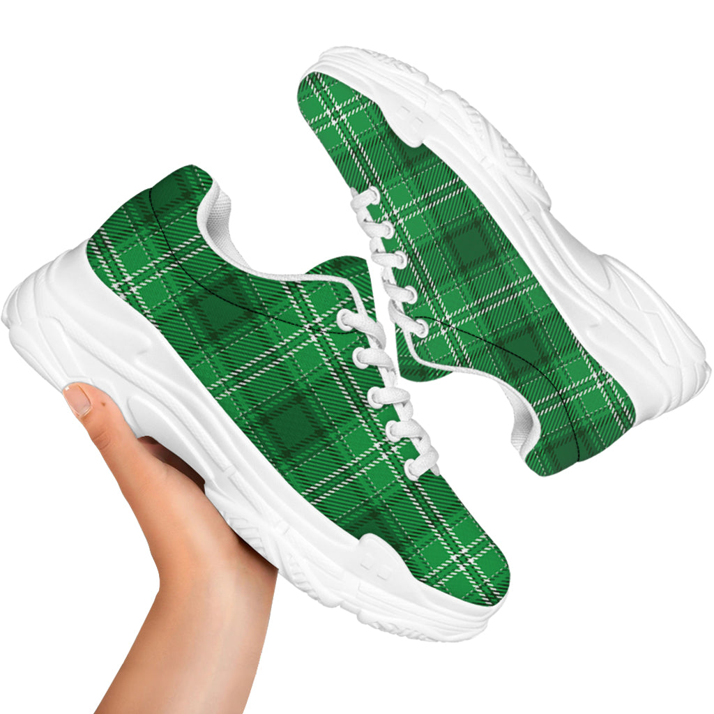Saint Patrick's Day Tartan Print White Chunky Shoes