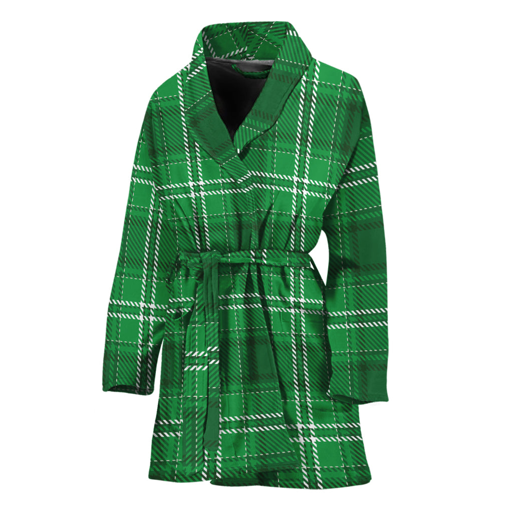 Saint Patrick's Day Tartan Print Women's Bathrobe