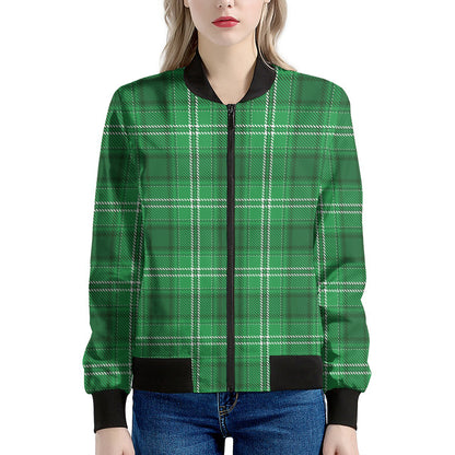 Saint Patrick's Day Tartan Print Women's Bomber Jacket