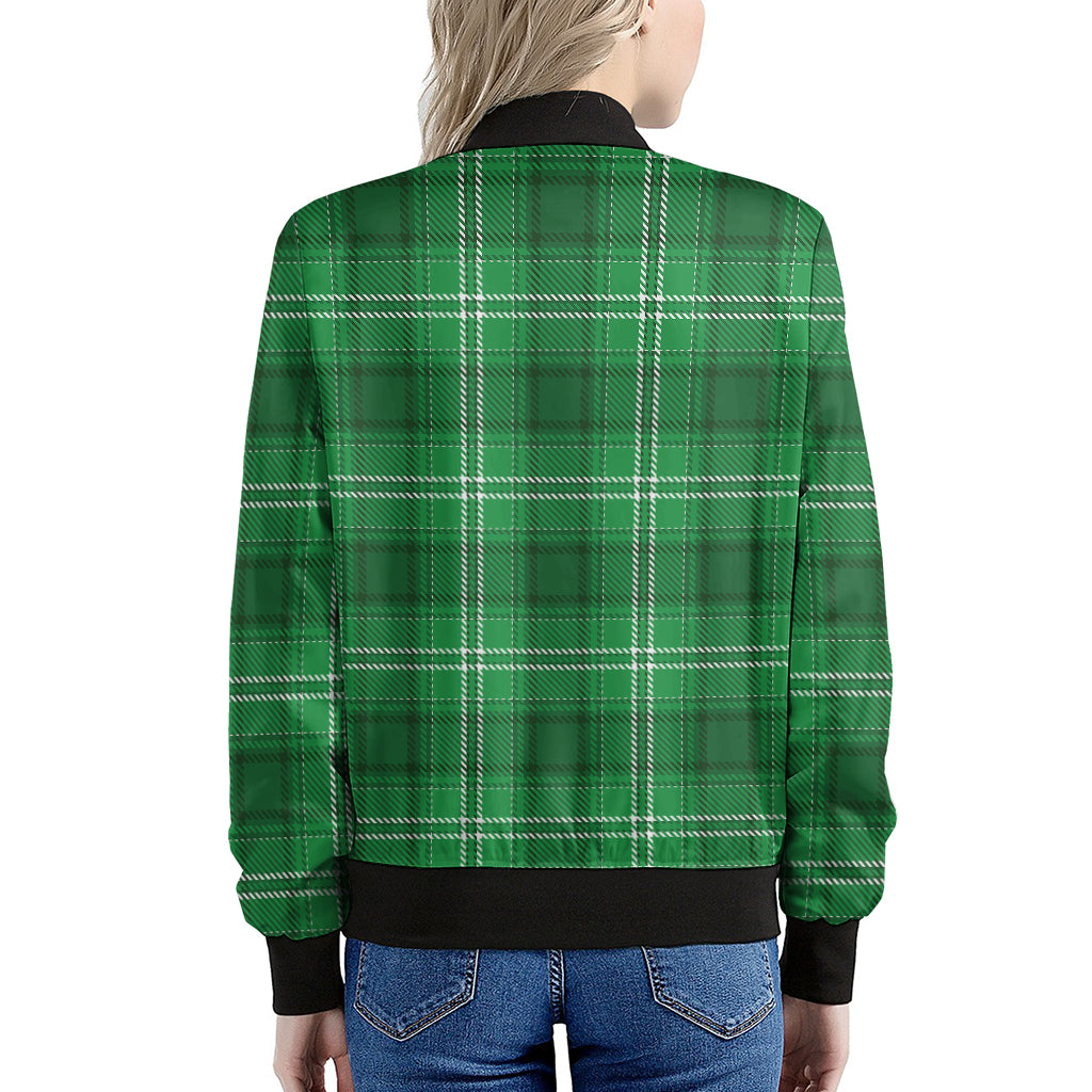 Saint Patrick's Day Tartan Print Women's Bomber Jacket