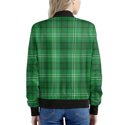 Saint Patrick's Day Tartan Print Women's Bomber Jacket