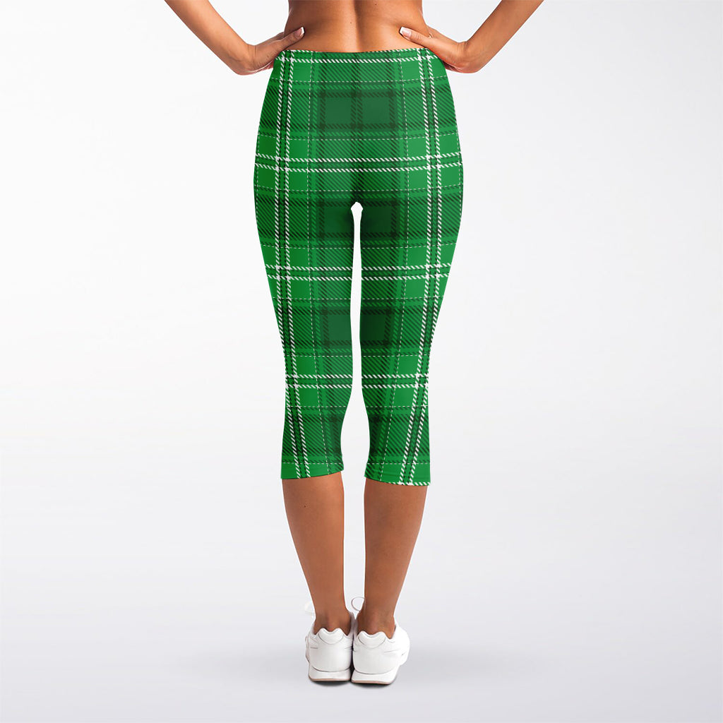 Saint Patrick's Day Tartan Print Women's Capri Leggings
