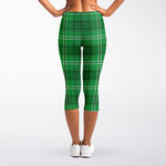Saint Patrick's Day Tartan Print Women's Capri Leggings