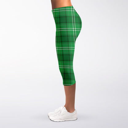 Saint Patrick's Day Tartan Print Women's Capri Leggings