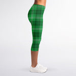 Saint Patrick's Day Tartan Print Women's Capri Leggings