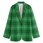 Saint Patrick's Day Tartan Print Women's Cotton Blazer