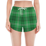 Saint Patrick's Day Tartan Print Women's Split Running Shorts