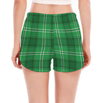 Saint Patrick's Day Tartan Print Women's Split Running Shorts