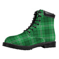 Saint Patrick's Day Tartan Print Padded Collar Lace Up Boots