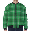 Saint Patrick's Day Tartan Print Zip Sleeve Bomber Jacket