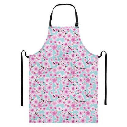 Sakura Cherry Blossom Pattern Print Bib Apron With Pocket