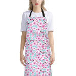 Sakura Cherry Blossom Pattern Print Bib Apron With Pocket