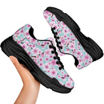 Sakura Cherry Blossom Pattern Print Black Chunky Shoes
