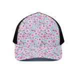 Sakura Cherry Blossom Pattern Print Black Mesh Trucker Cap