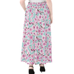 Sakura Cherry Blossom Pattern Print Chiffon Maxi Skirt