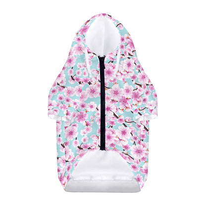 Sakura Cherry Blossom Pattern Print Dog Zip Up Hoodie