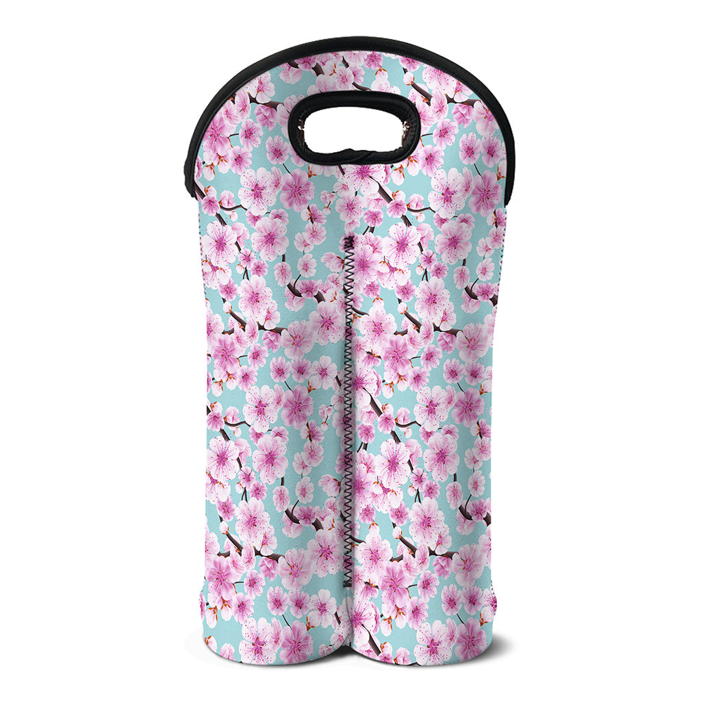 Sakura Cherry Blossom Pattern Print Double Neoprene Wine Tote