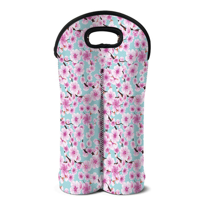 Sakura Cherry Blossom Pattern Print Double Neoprene Wine Tote
