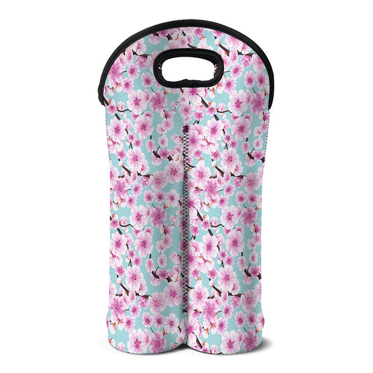 Sakura Cherry Blossom Pattern Print Double Neoprene Wine Tote
