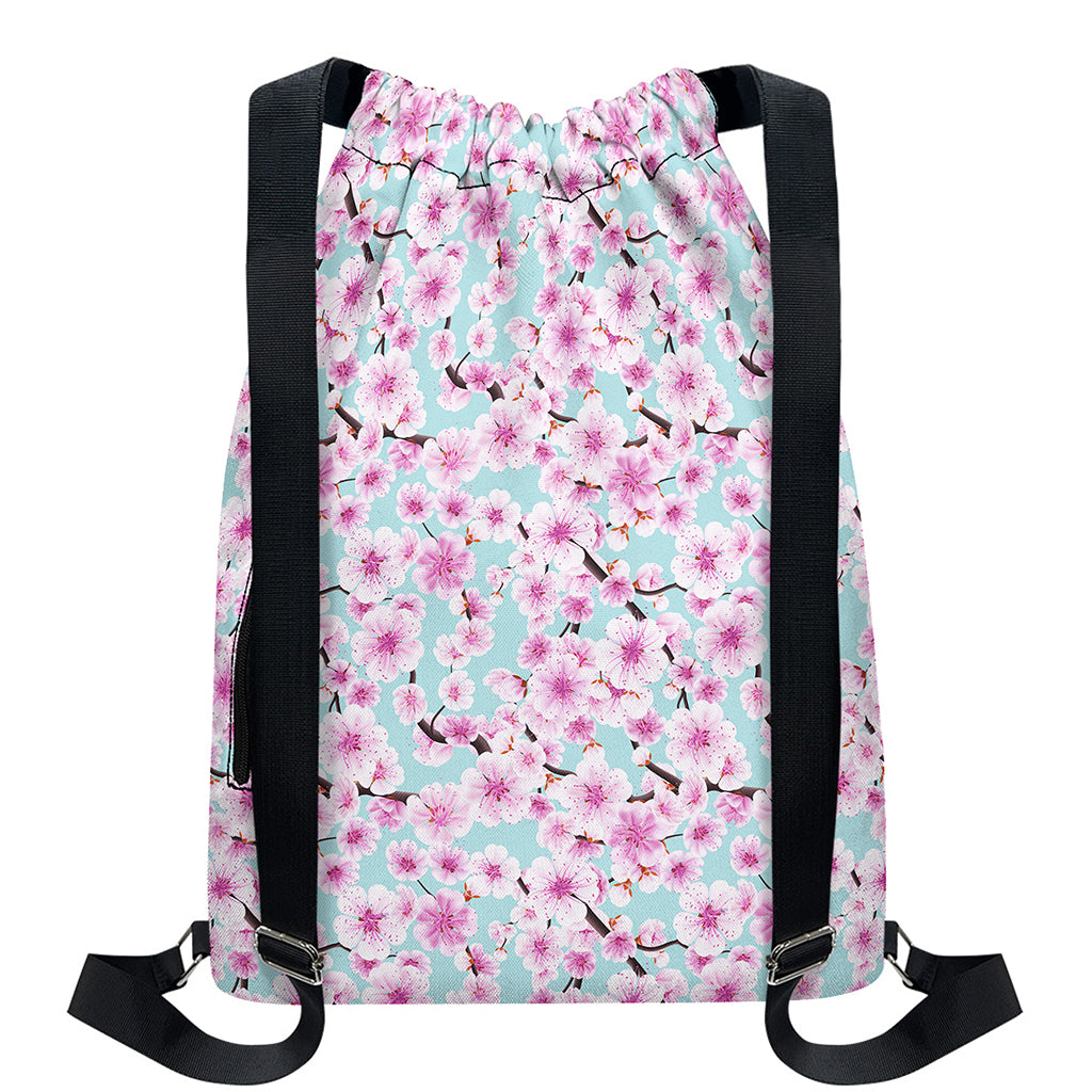Sakura Cherry Blossom Pattern Print Drawstring Backpack