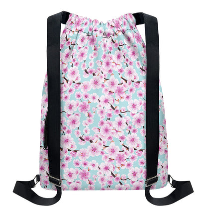 Sakura Cherry Blossom Pattern Print Drawstring Backpack
