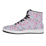 Sakura Cherry Blossom Pattern Print High Top Leather Sneakers
