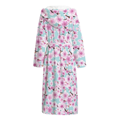 Sakura Cherry Blossom Pattern Print Hooded Bathrobe