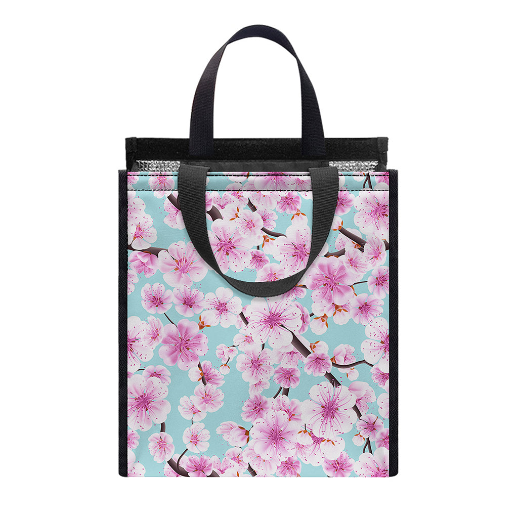 Sakura Cherry Blossom Pattern Print Insulated Lunch Tote