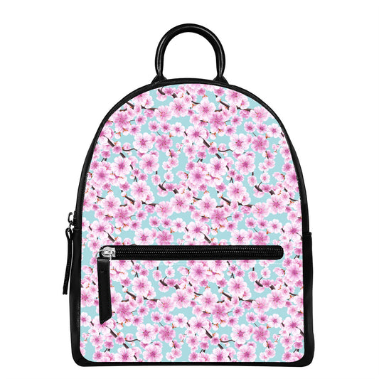 Sakura Cherry Blossom Pattern Print Leather Backpack