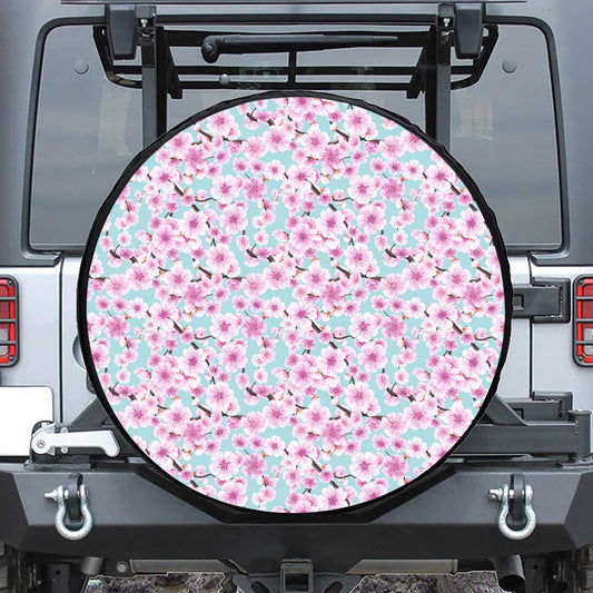Sakura Cherry Blossom Pattern Print Leather Spare Tire Cover