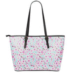 Sakura Cherry Blossom Pattern Print Leather Tote Bag
